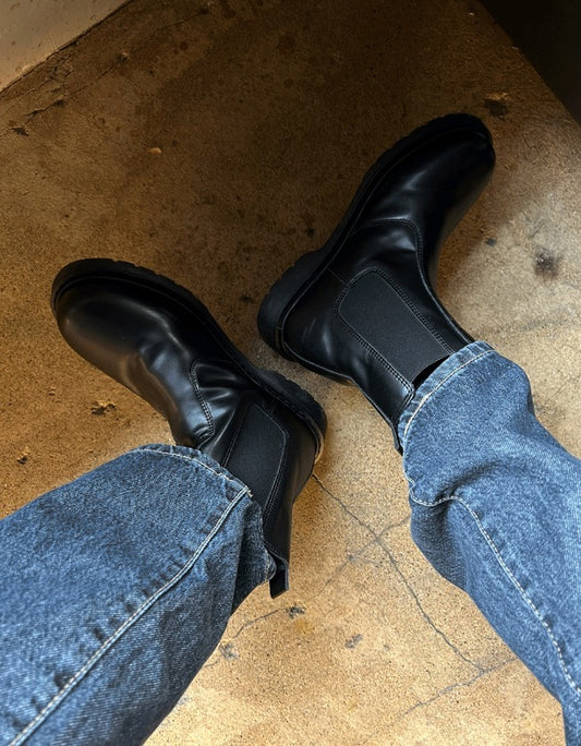 Black Marble chelsea boots