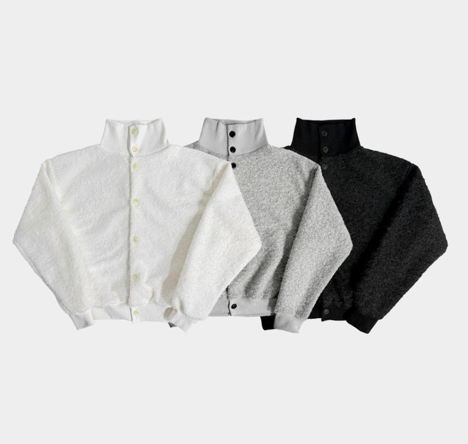 Mohair High Neck Cardigan