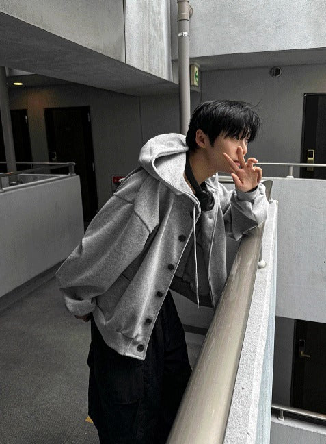 Anbuck Button Hooded Jacket 3color