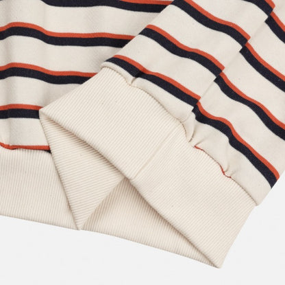 Sweat collar striped sweatshirt