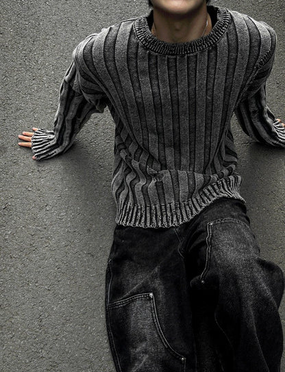 Dying Pigment Wash V-Neck Knitwear