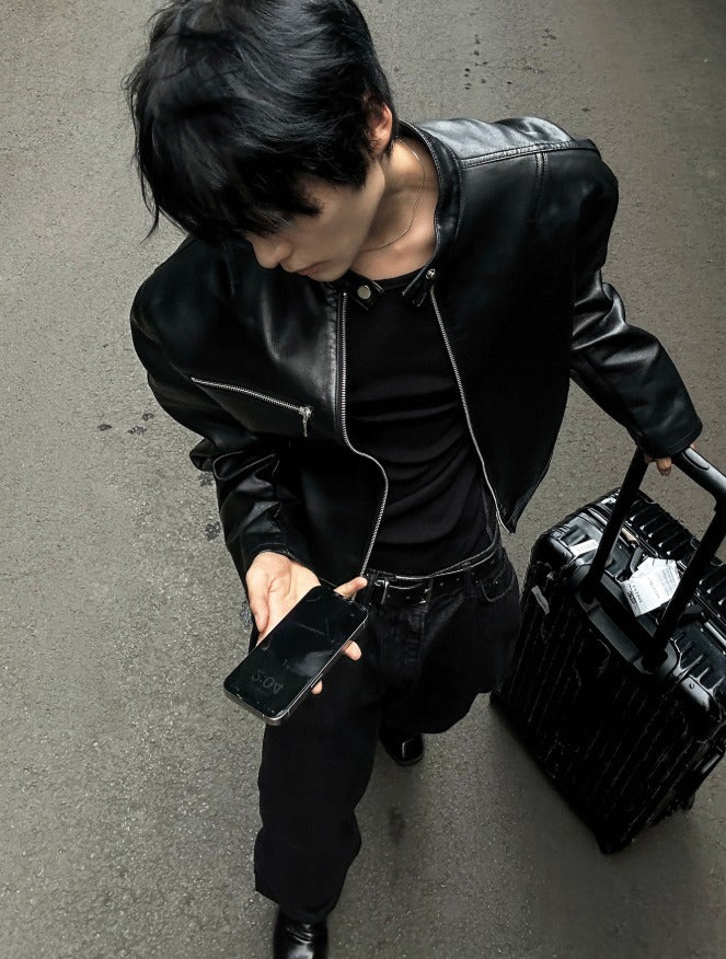 Premium Crop Leather Jacket