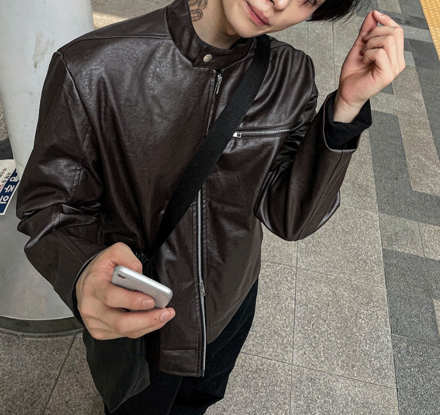 Concrete Crack Leather Jacket