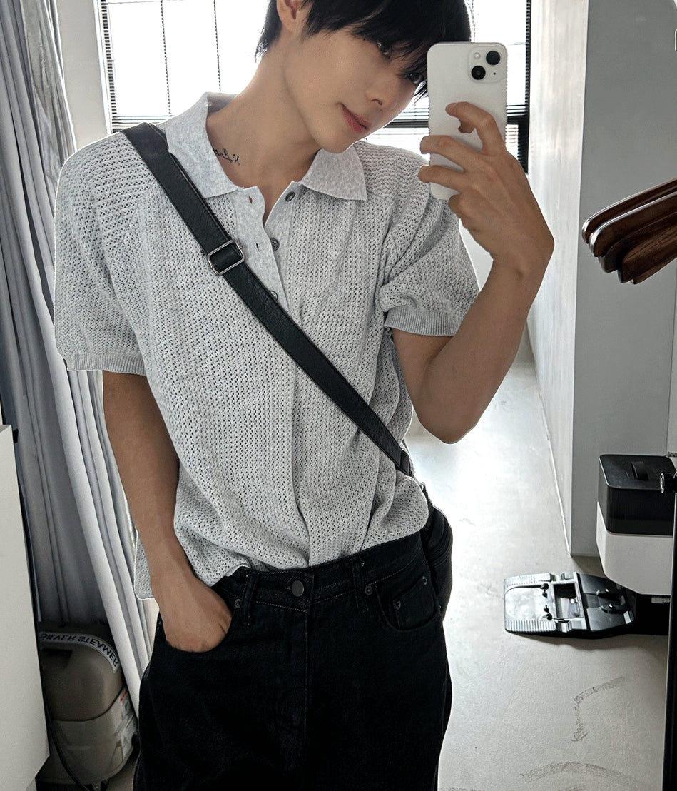 Peanut Openwork Short Sleeve Knit