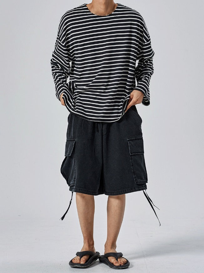 Shallow Stripe Oversized Long Sleeve Tee