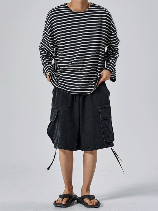 Shallow Stripe Oversized Long Sleeve Tee