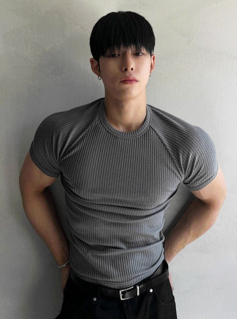 Muscle Fit Round Short-Sleeved Knitwear