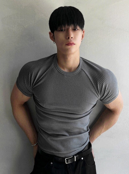 Muscle Fit Round Short-Sleeved Knitwear
