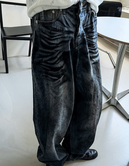 mud-Washing denim pants