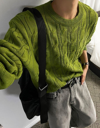 cable cosyharu semi-over knit