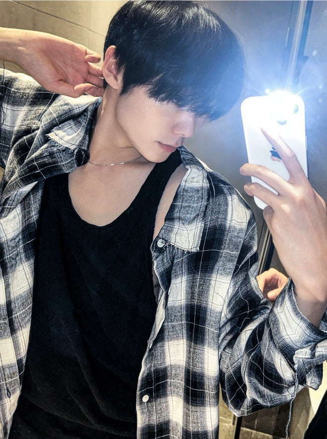 Cutting Detail Oversized Fit Shirt