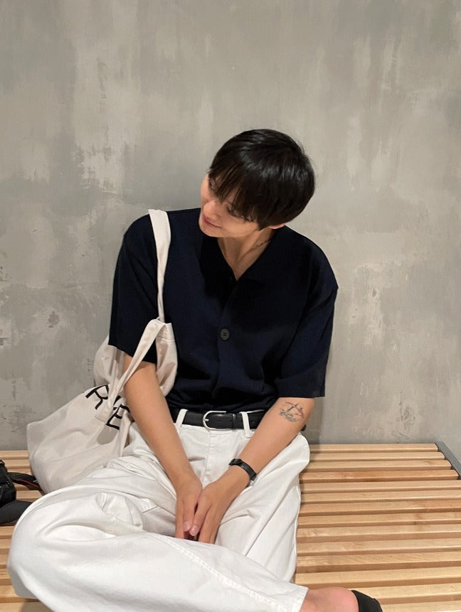 Cardigan-Style Short Sleeve Knit