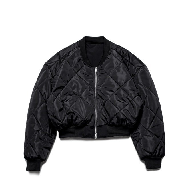 Dominic Vegan Leather Cropped Bomber Jacket