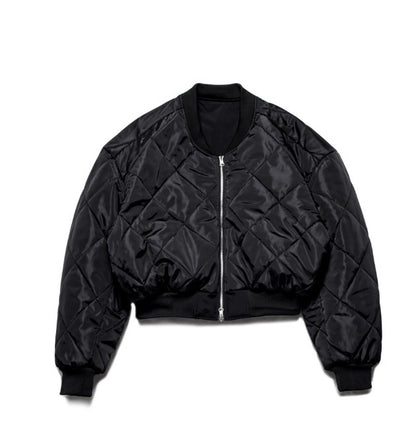 Dominic Vegan Leather Cropped Bomber Jacket