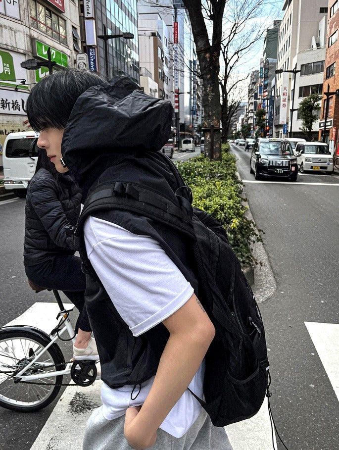 Cropped Nylon Hooded Vest