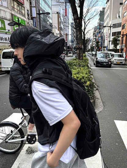 Cropped Nylon Hooded Vest