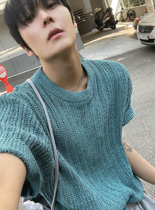 Fescale Boucle Round Short Sleeve Knit