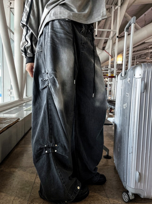 Riveted Pleated Denim