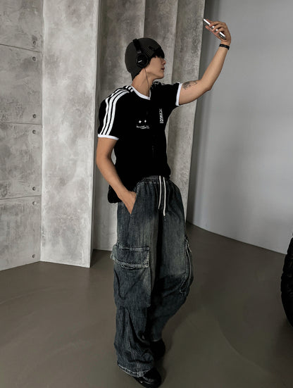 Summer Cool Cargo Banding Denim Pants