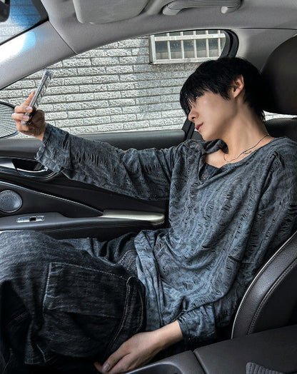 zeneric grunge 4 button long-sleeved t-shirt
