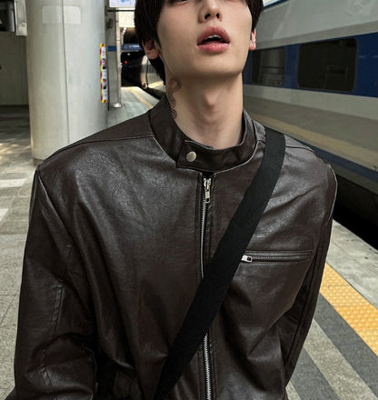 Concrete Crack Leather Jacket