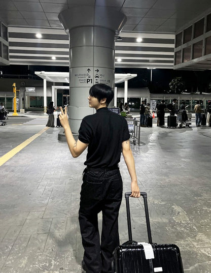 Muscle Fit Half High Neck Short Sleeve T-shirt