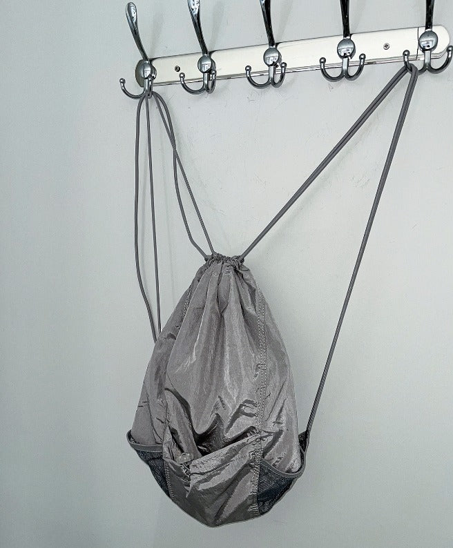 Silver Glossy String Backpack