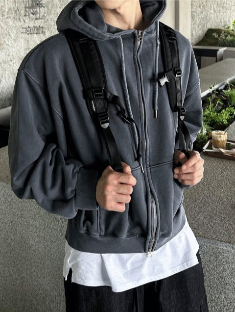 Pigment Washing Hoodie Zip-up
