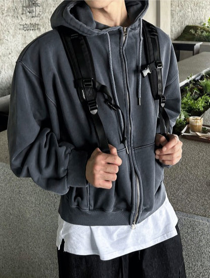Pigment Washing Hoodie Zip-up