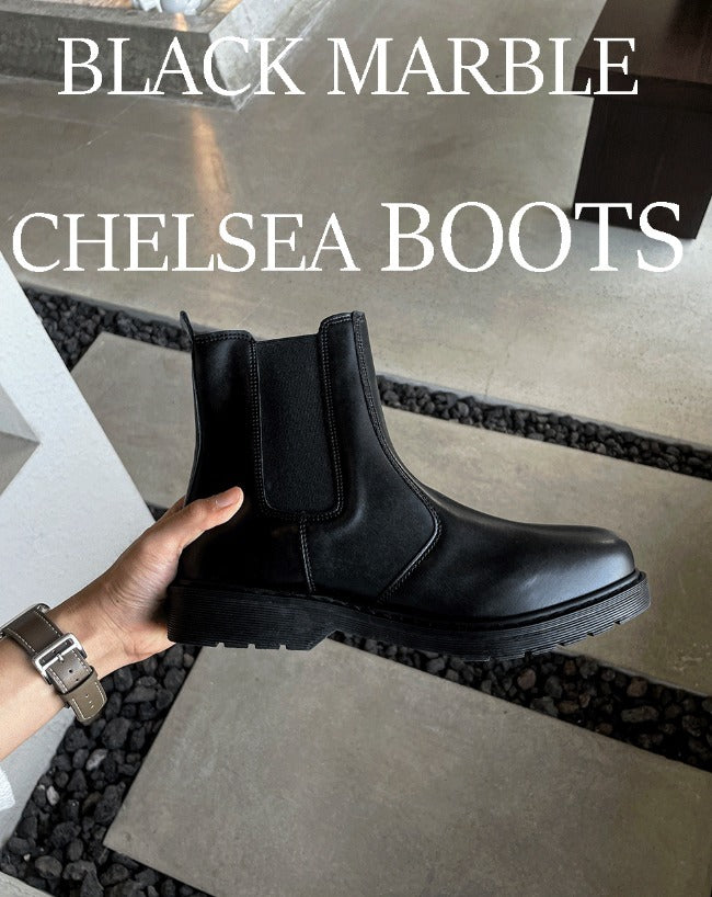 Black Marble chelsea boots