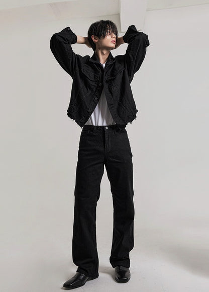 Damage Over Black Denim Jacket