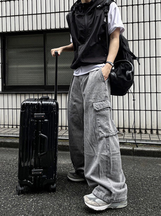 Pigment Balloon stitch Cargo Denim Pants