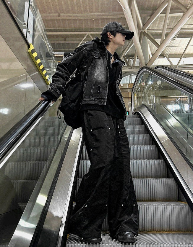 Double ni Nylon Carpenter Wide Pants