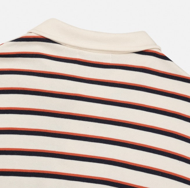 Sweat collar striped sweatshirt