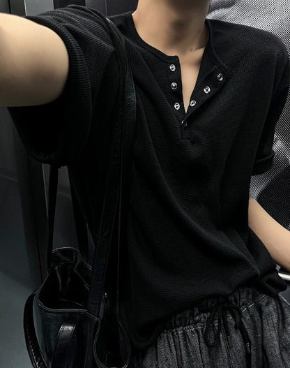 Rashcan Waffle Henley Neck Short Sleeve