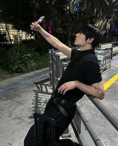 Muscle Fit Half High Neck Short Sleeve T-shirt