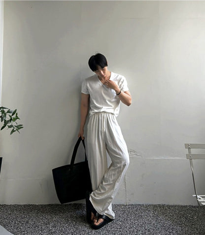 Ice Tencel V-Neck Short Sleeve Knit
