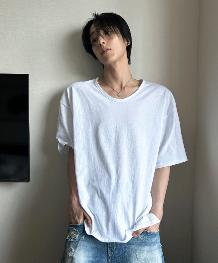 shaping round semi-wige short-sleeved T-shirt