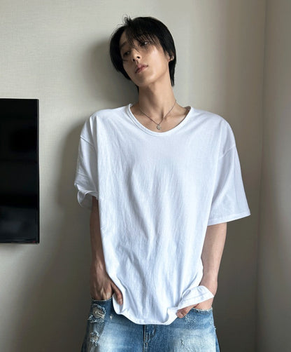 shaping round semi-wige short-sleeved T-shirt
