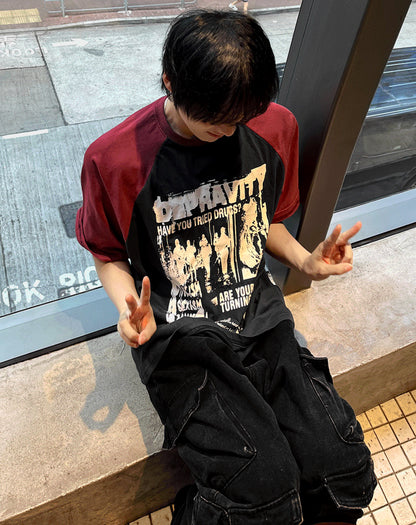 Dominic Color-Block Raglan Short-Sleeve TEE
