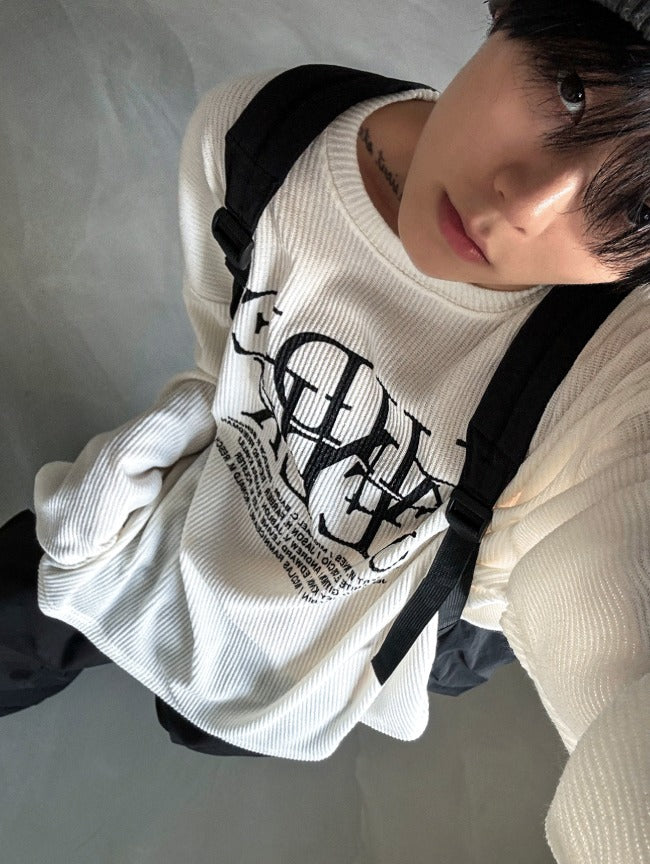 dope lettering knit long-sleeved
