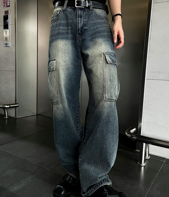 New Jeans Wide Cargo Pocket Denim Pants