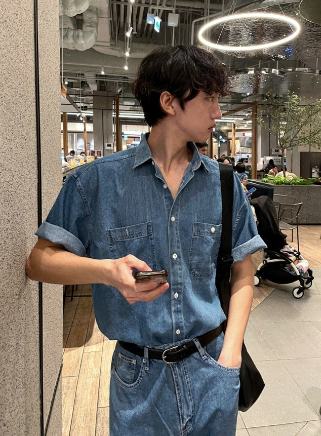Summer Semi-Wide Denim Pants