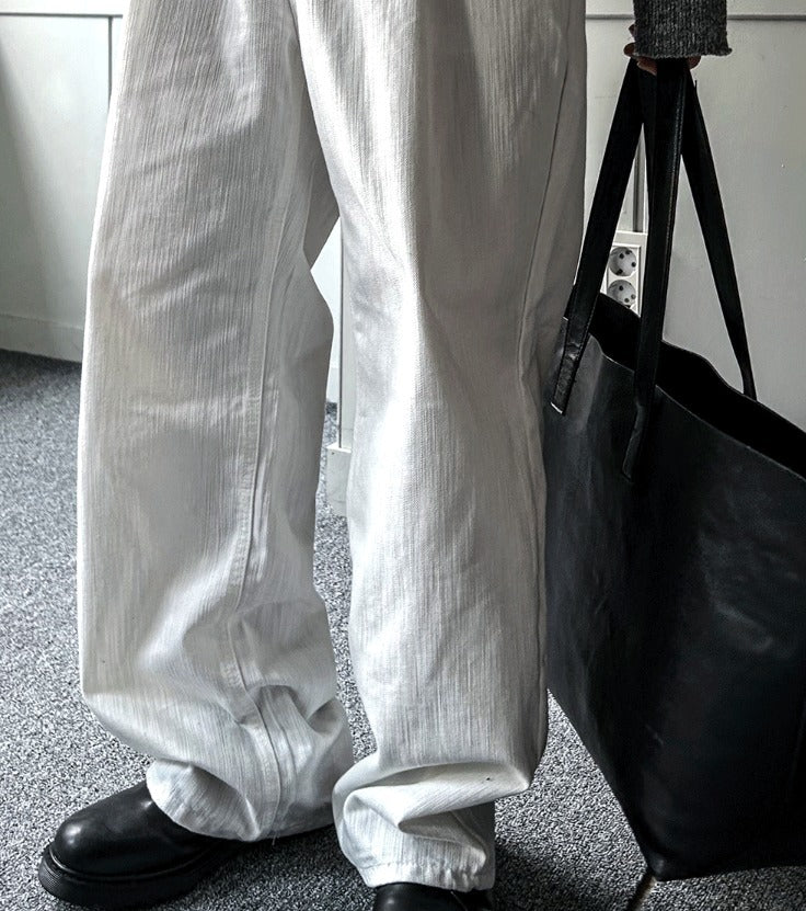 slob white wide denim pants
