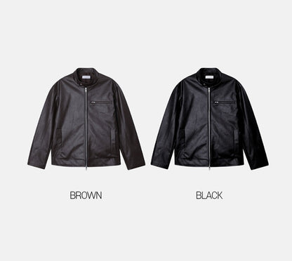 Concrete Crack Leather Jacket