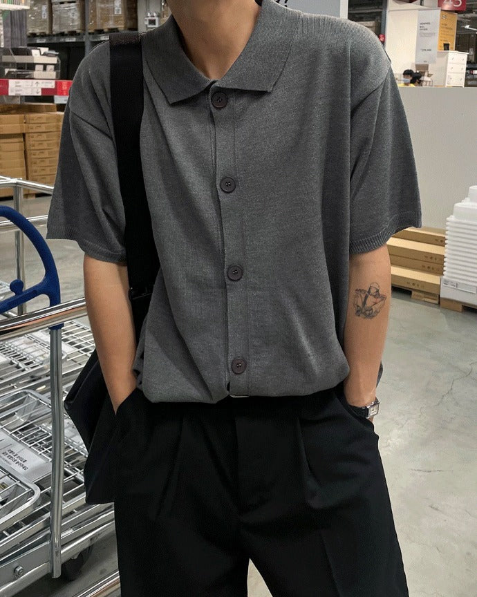 Cardigan-Style Short Sleeve Knit