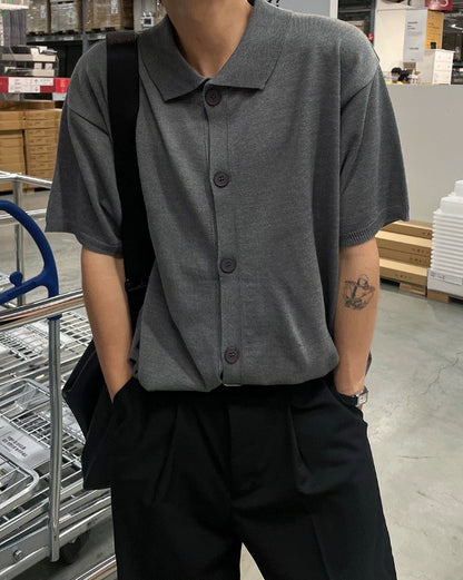 Cardigan-Style Short Sleeve Knit