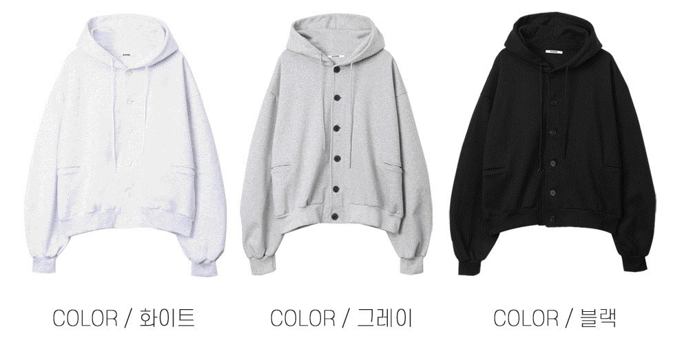 Anbuck Button Hooded Jacket 3color