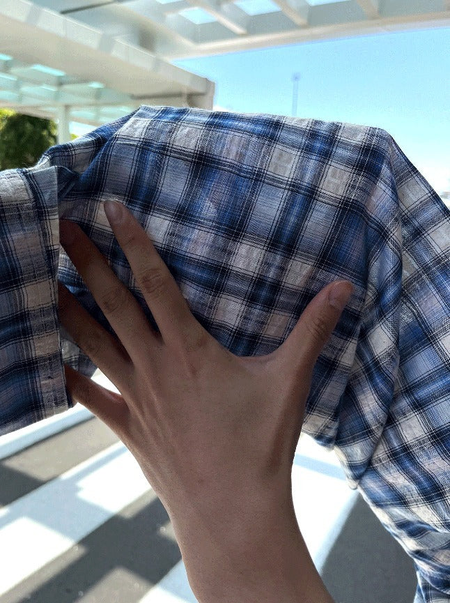 two-pocket checkered tartan shirt