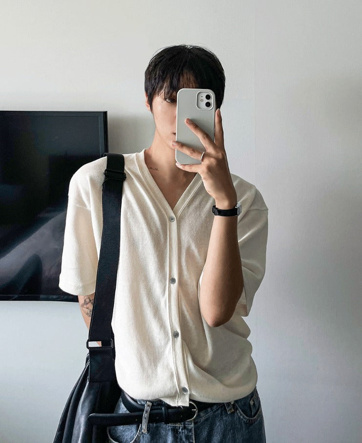 Linen Short Sleeve Cardigan